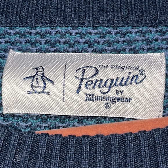 Penguin Munsingwear Multi Blue Pattern Long Sleeve Crew Neck Sweater 2X - Picture 4 of 8